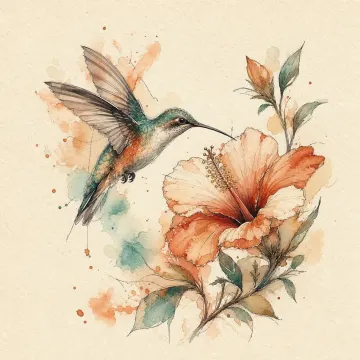 Example RedoInk result: watercolor hummingbird tattoo design